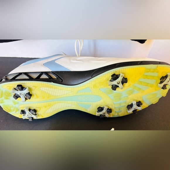 Ecco White and Blue Lace-up Golf Shoes Men’s Size 42 Style 38213 Cleats - Picture 8 of 9